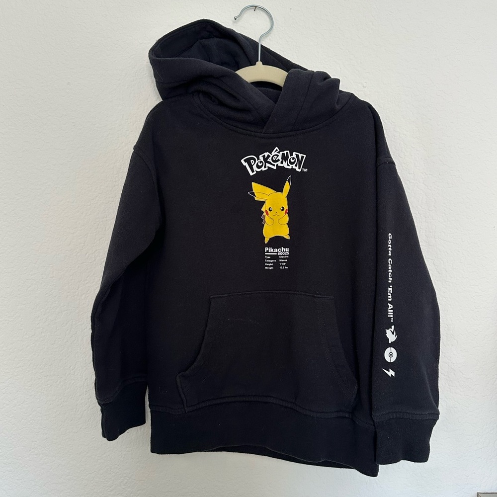 Abercrombie Pokemon Black Hoodie with Pikachu Design, Size 5-6